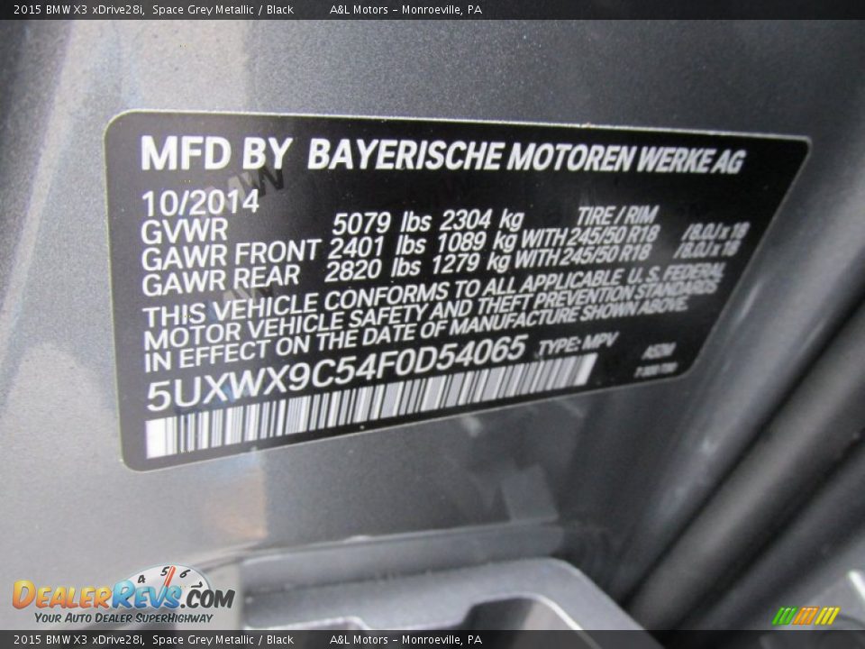 2015 BMW X3 xDrive28i Space Grey Metallic / Black Photo #19