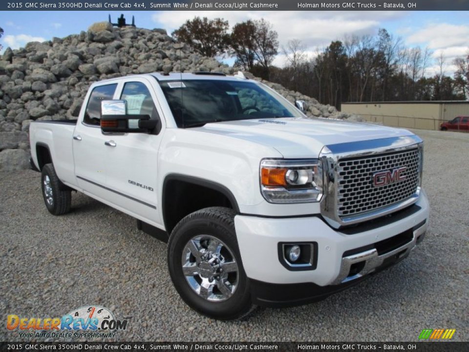 2015 GMC Sierra 3500HD Denali Crew Cab 4x4 Summit White / Denali Cocoa/Light Cashmere Photo #1