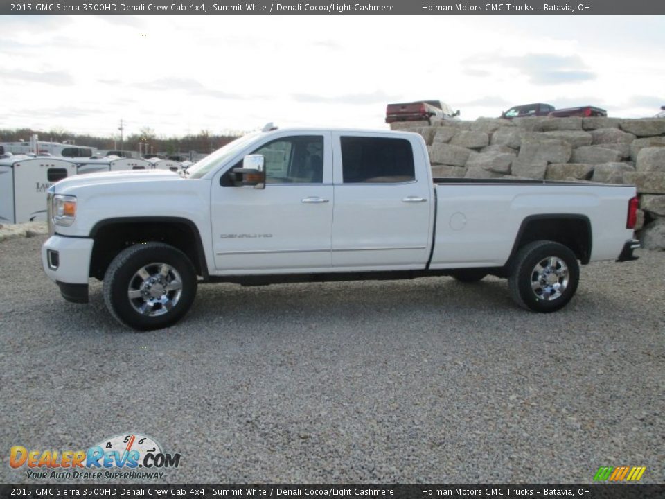 2015 GMC Sierra 3500HD Denali Crew Cab 4x4 Summit White / Denali Cocoa/Light Cashmere Photo #3