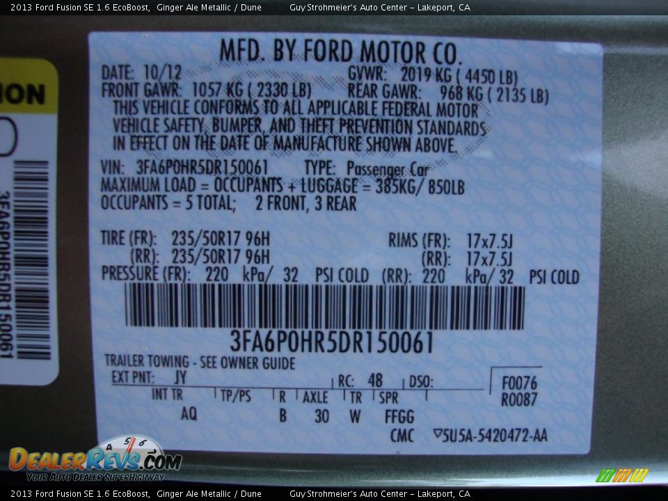 2013 Ford Fusion SE 1.6 EcoBoost Ginger Ale Metallic / Dune Photo #25