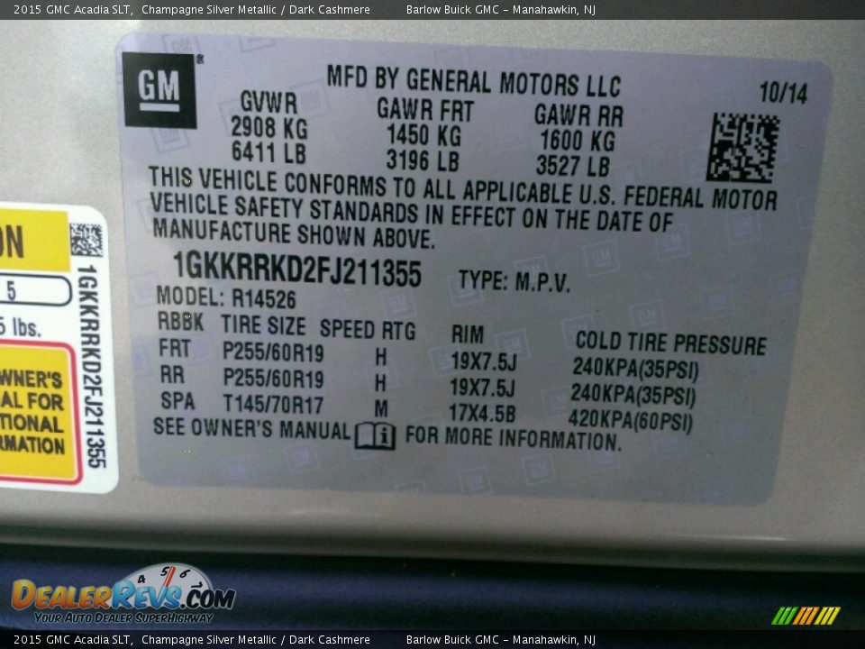 2015 GMC Acadia SLT Champagne Silver Metallic / Dark Cashmere Photo #9