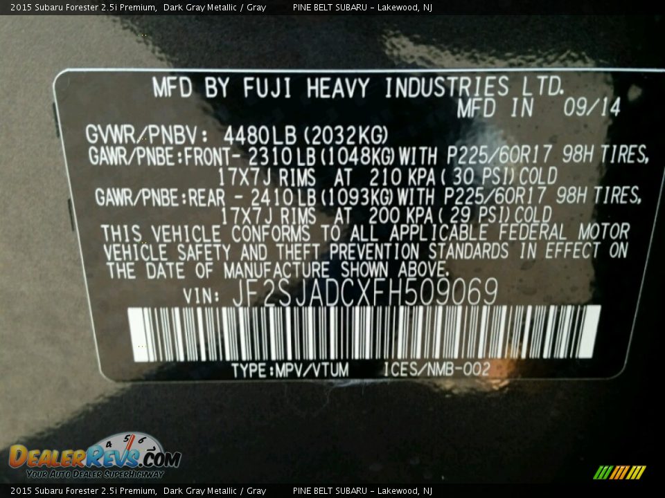 2015 Subaru Forester 2.5i Premium Dark Gray Metallic / Gray Photo #8