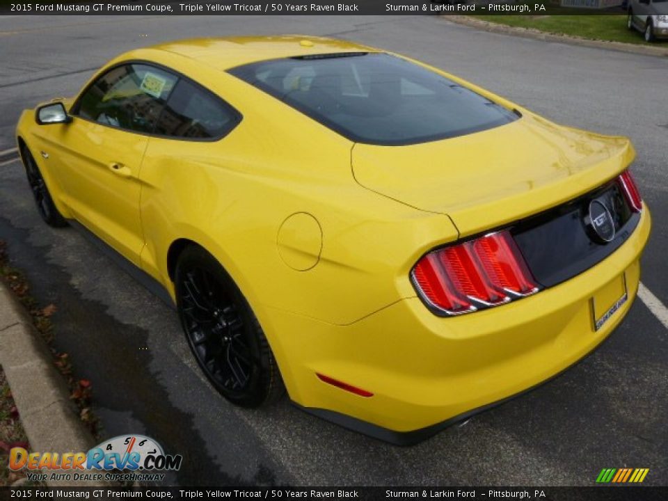 2015 Ford Mustang GT Premium Coupe Triple Yellow Tricoat / 50 Years Raven Black Photo #5