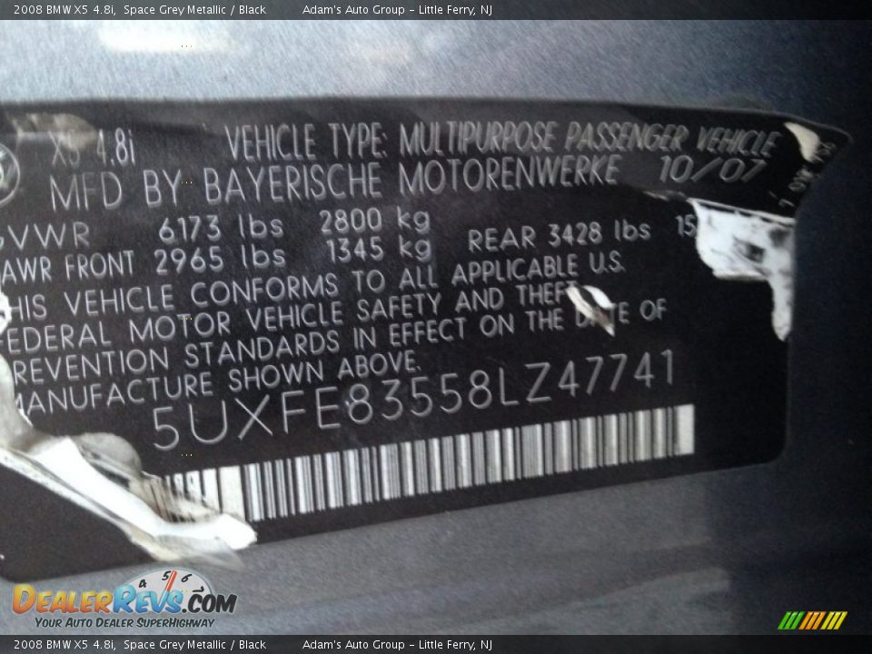 2008 BMW X5 4.8i Space Grey Metallic / Black Photo #28