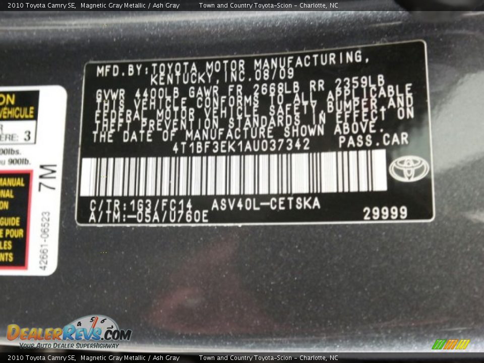 2010 Toyota Camry SE Magnetic Gray Metallic / Ash Gray Photo #18