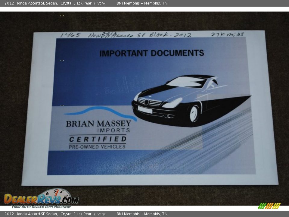 2012 Honda Accord SE Sedan Crystal Black Pearl / Ivory Photo #24