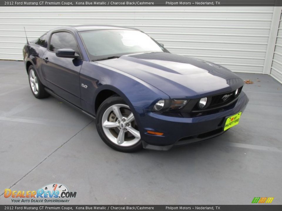 2012 Ford Mustang GT Premium Coupe Kona Blue Metallic / Charcoal Black/Cashmere Photo #1