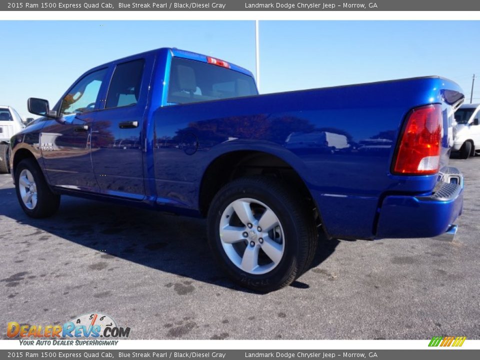 2015 Ram 1500 Express Quad Cab Blue Streak Pearl / Black/Diesel Gray Photo #2