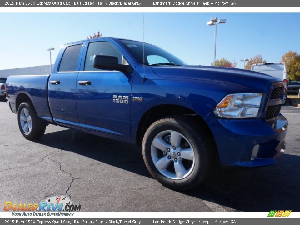2015 Ram 1500 Express Quad Cab Blue Streak Pearl / Black/Diesel Gray Photo #4