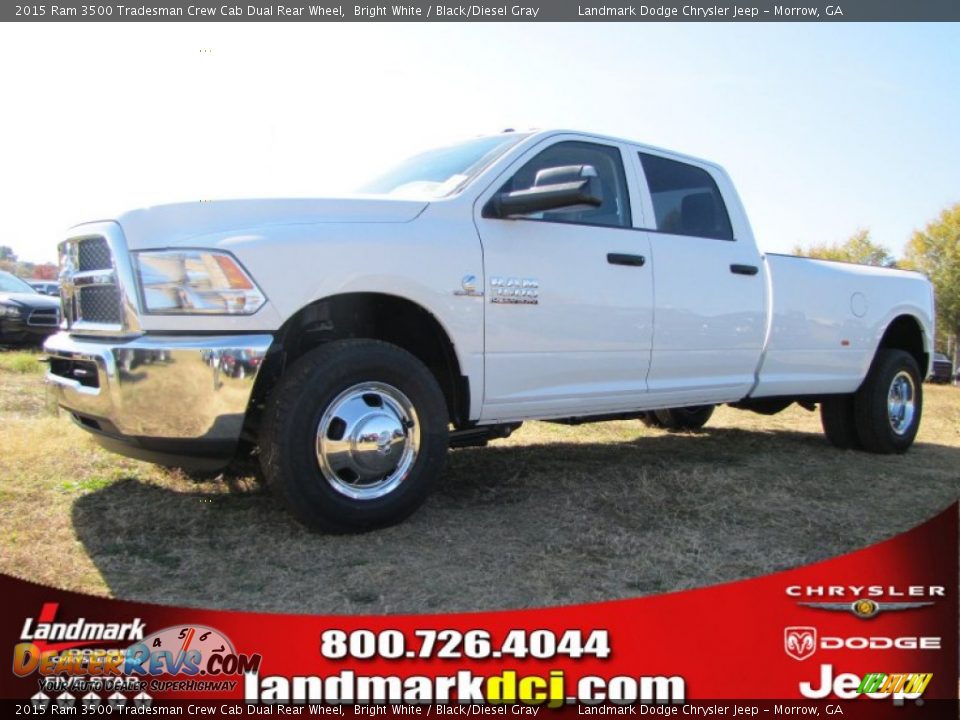 2015 Ram 3500 Tradesman Crew Cab Dual Rear Wheel Bright White / Black/Diesel Gray Photo #1