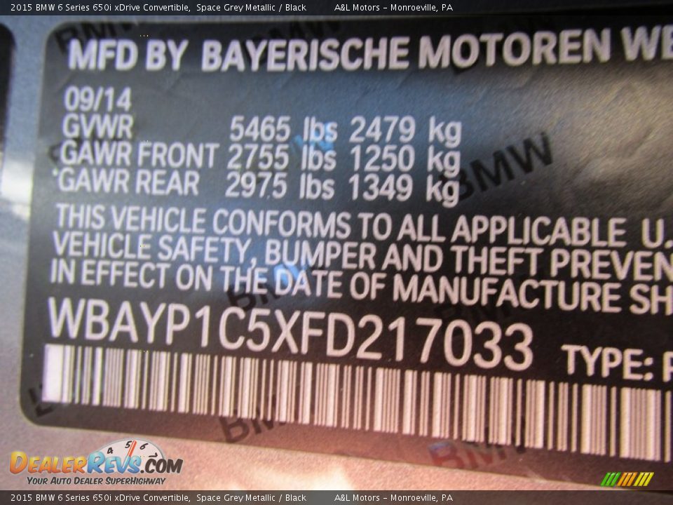 2015 BMW 6 Series 650i xDrive Convertible Space Grey Metallic / Black Photo #19