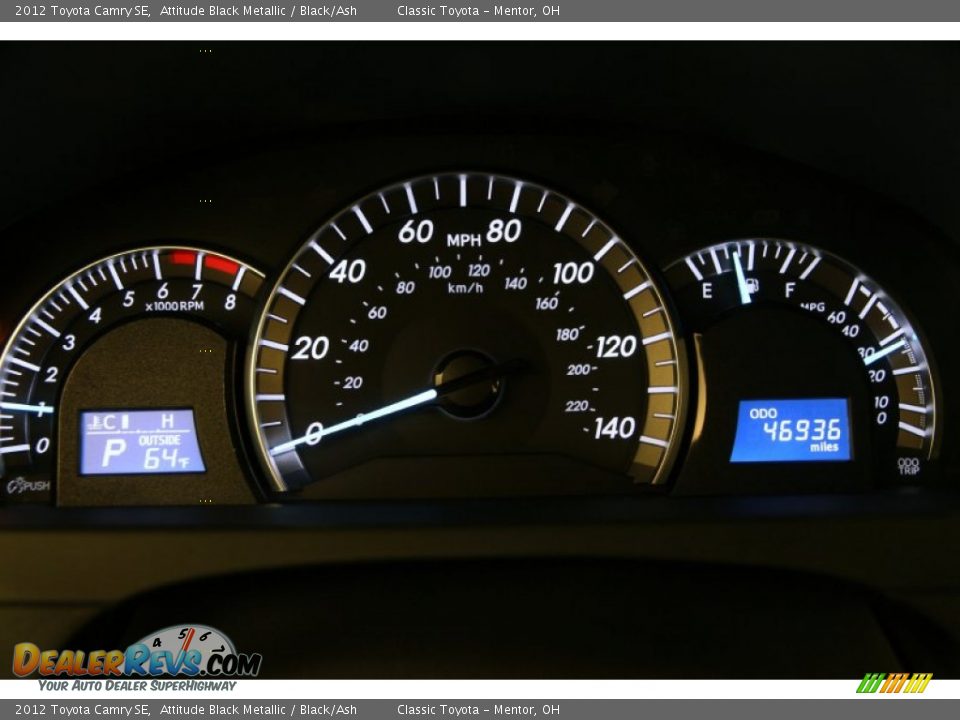 2012 Toyota Camry SE Attitude Black Metallic / Black/Ash Photo #7