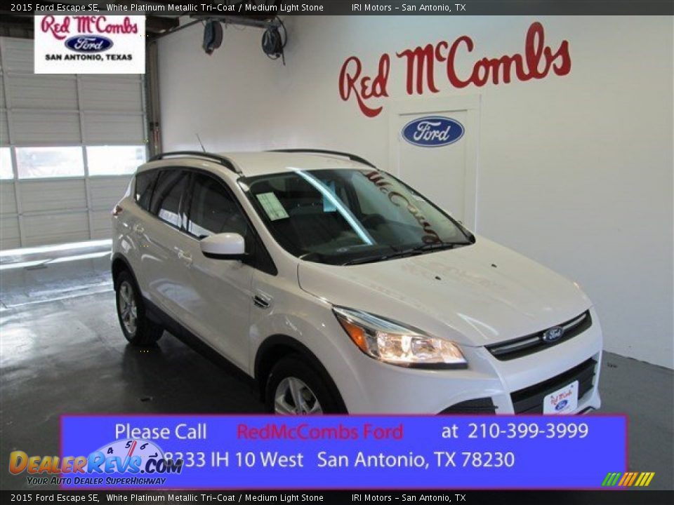 2015 Ford Escape SE White Platinum Metallic Tri-Coat / Medium Light Stone Photo #1