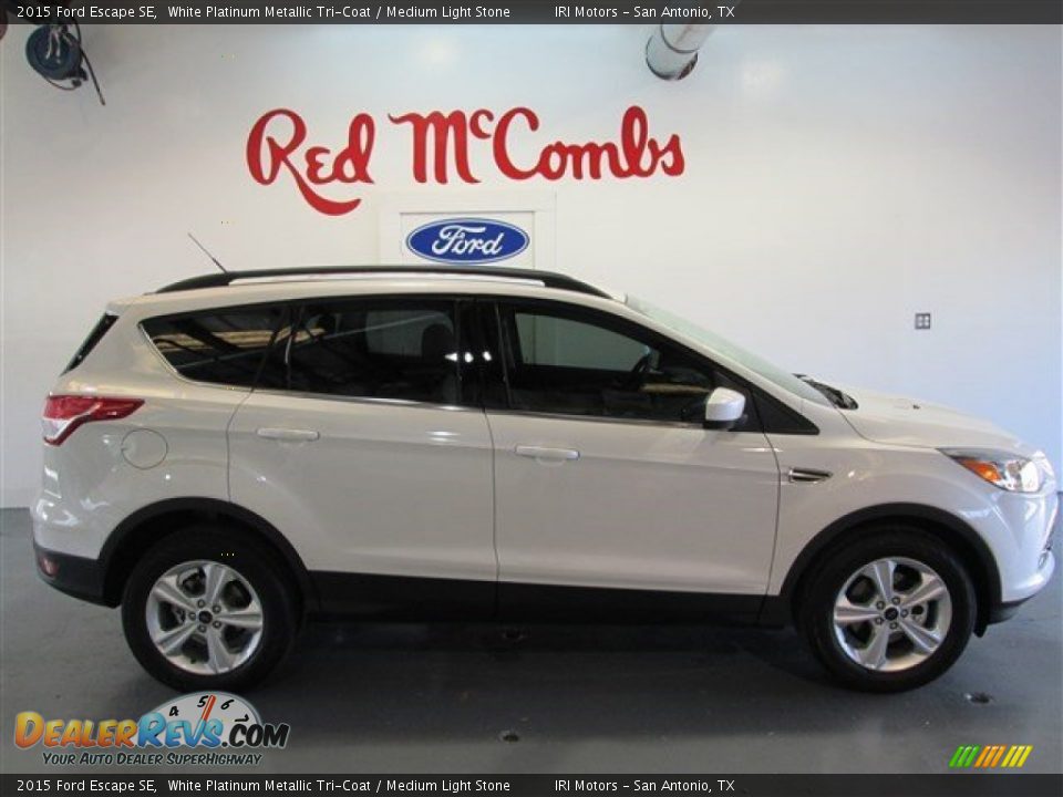 2015 Ford Escape SE White Platinum Metallic Tri-Coat / Medium Light Stone Photo #8