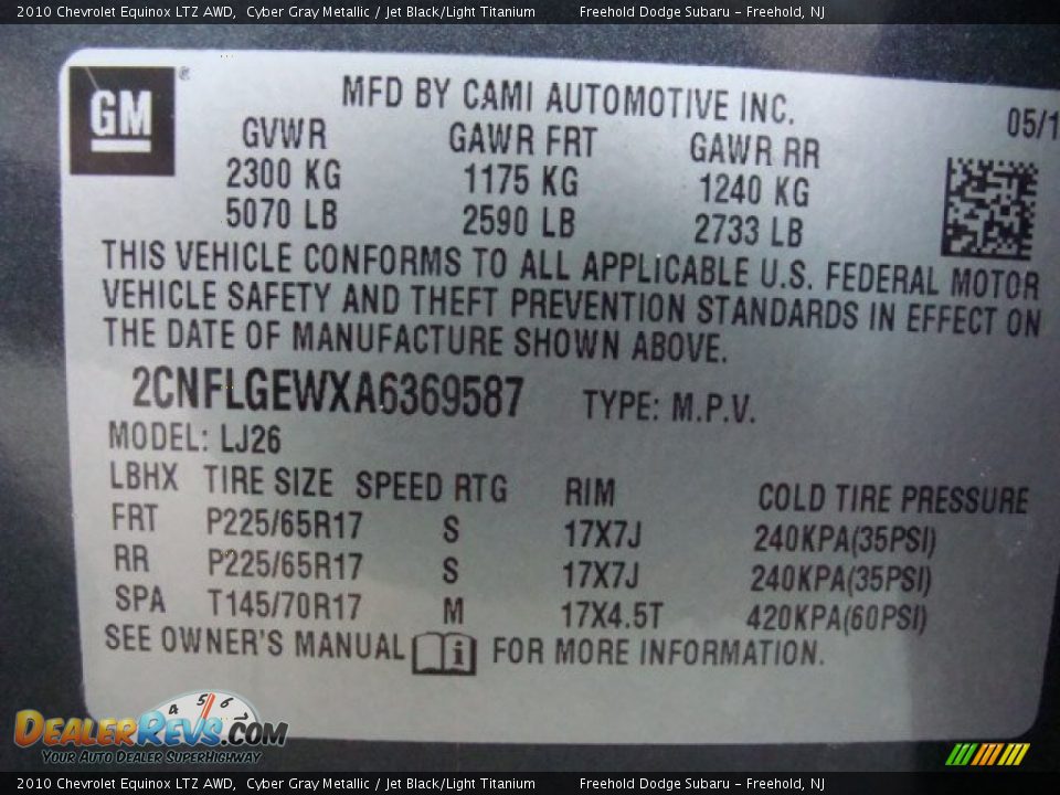 2010 Chevrolet Equinox LTZ AWD Cyber Gray Metallic / Jet Black/Light Titanium Photo #24