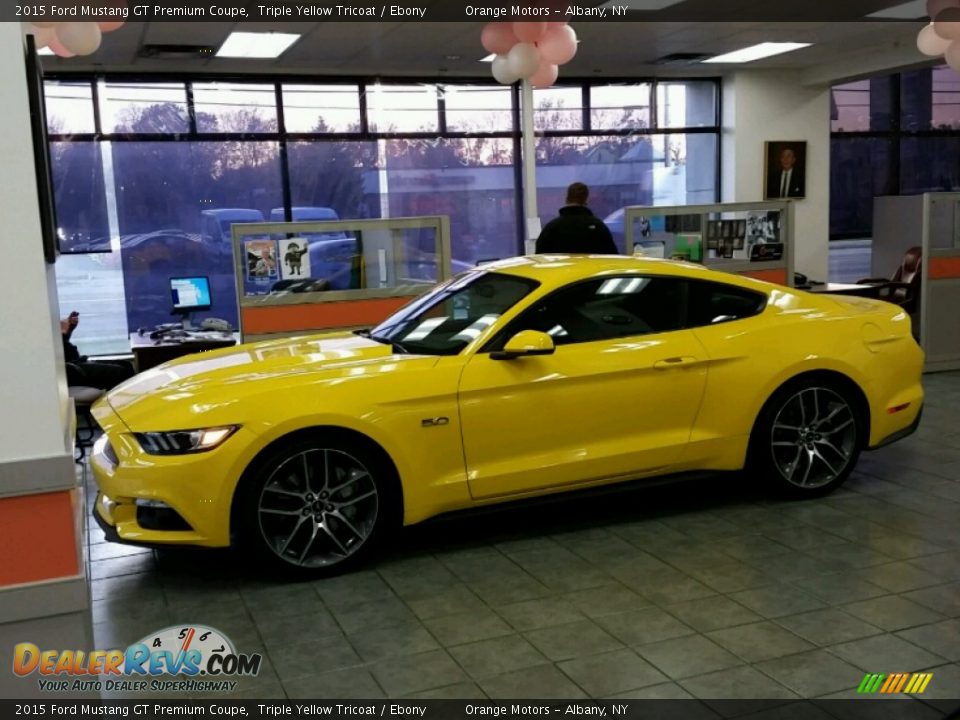 2015 Ford Mustang GT Premium Coupe Triple Yellow Tricoat / Ebony Photo #4