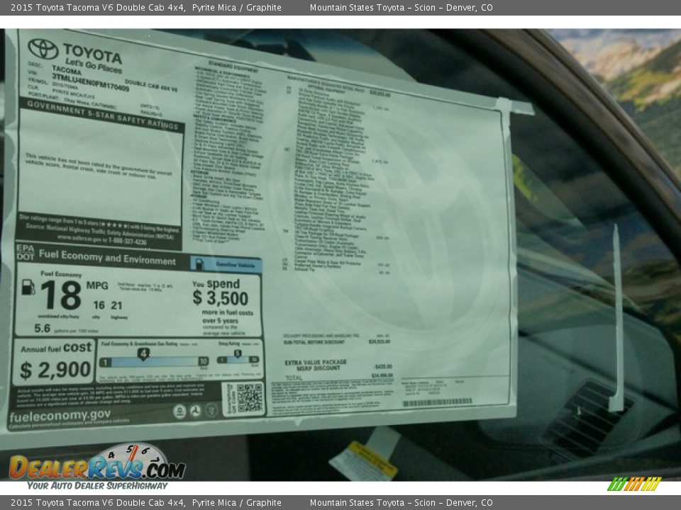 2015 Toyota Tacoma V6 Double Cab 4x4 Pyrite Mica / Graphite Photo #10