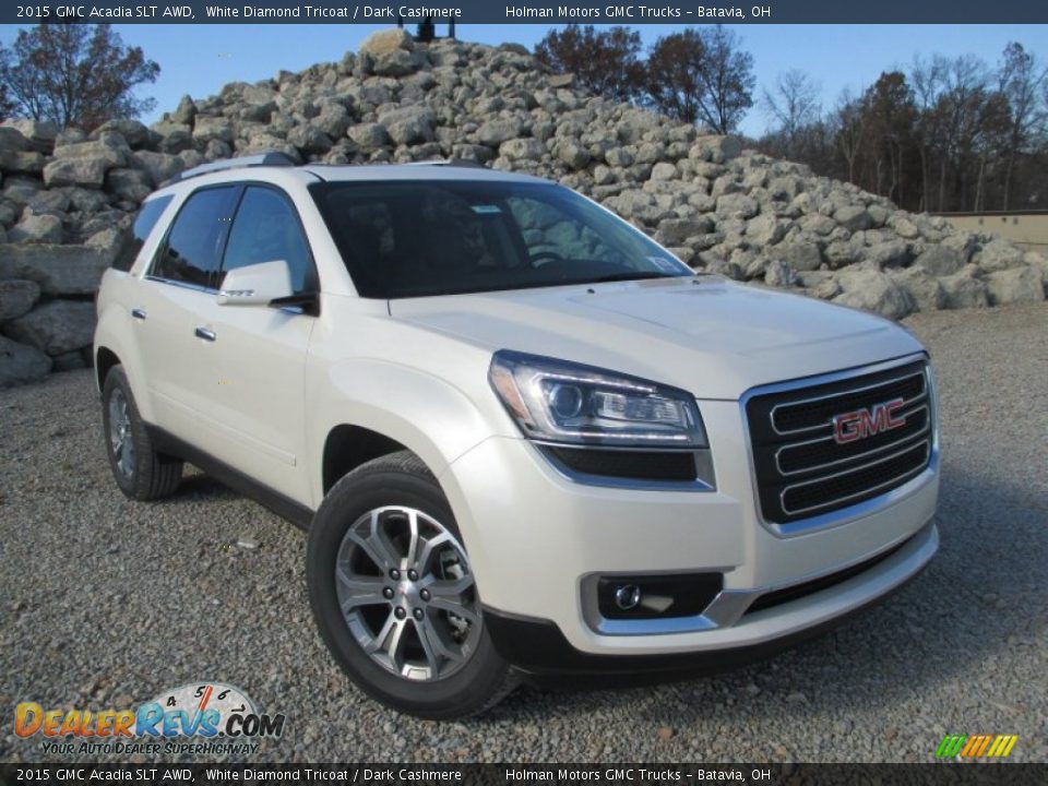 2015 GMC Acadia SLT AWD White Diamond Tricoat / Dark Cashmere Photo #1