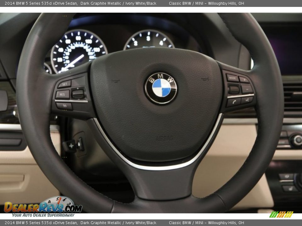 2014 BMW 5 Series 535d xDrive Sedan Dark Graphite Metallic / Ivory White/Black Photo #9