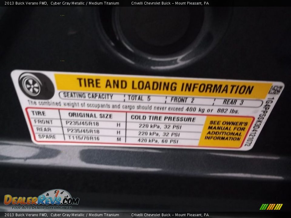 2013 Buick Verano FWD Cyber Gray Metallic / Medium Titanium Photo #27