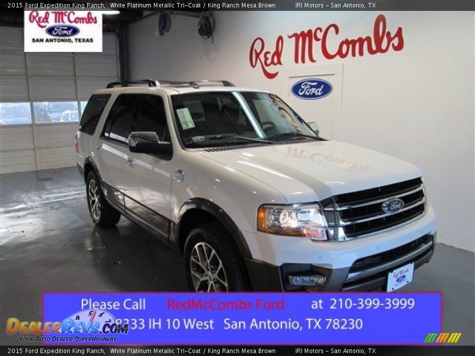 2015 Ford Expedition King Ranch White Platinum Metallic Tri-Coat / King Ranch Mesa Brown Photo #1