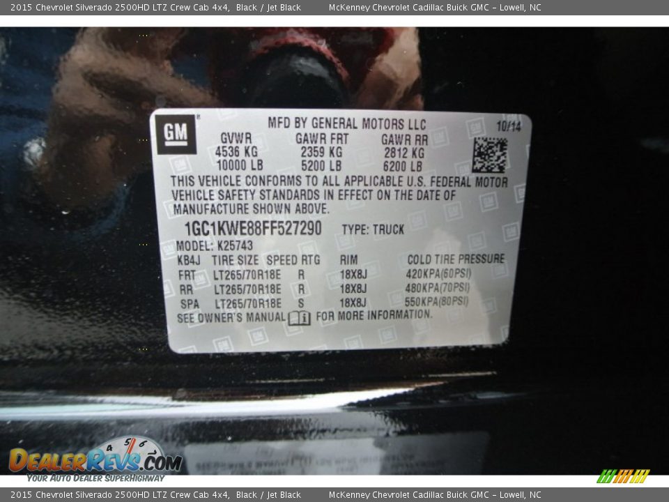 2015 Chevrolet Silverado 2500HD LTZ Crew Cab 4x4 Black / Jet Black Photo #10