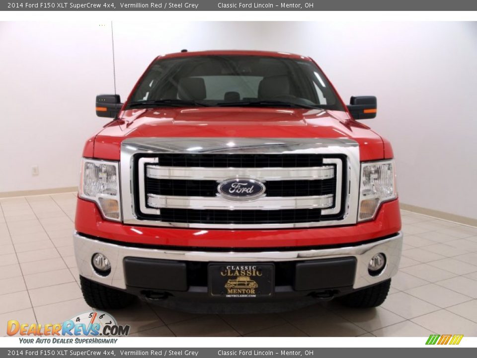 2014 Ford F150 XLT SuperCrew 4x4 Vermillion Red / Steel Grey Photo #2