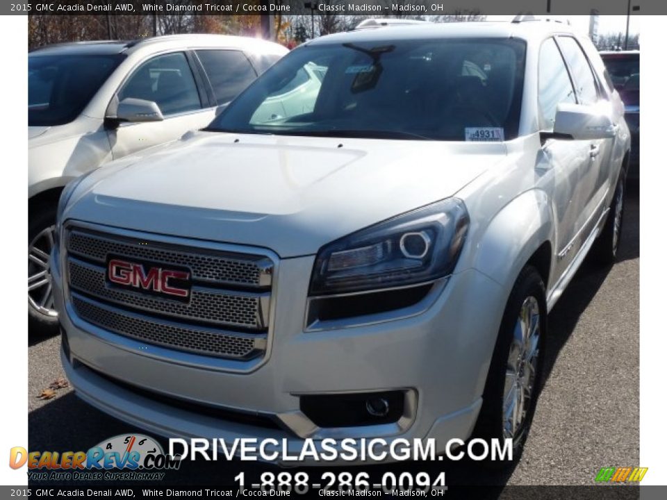 2015 GMC Acadia Denali AWD White Diamond Tricoat / Cocoa Dune Photo #1