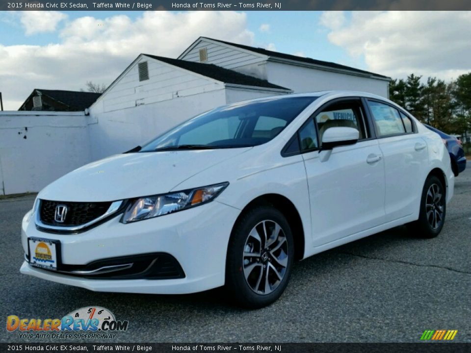 2015 Honda Civic EX Sedan Taffeta White / Beige Photo #1