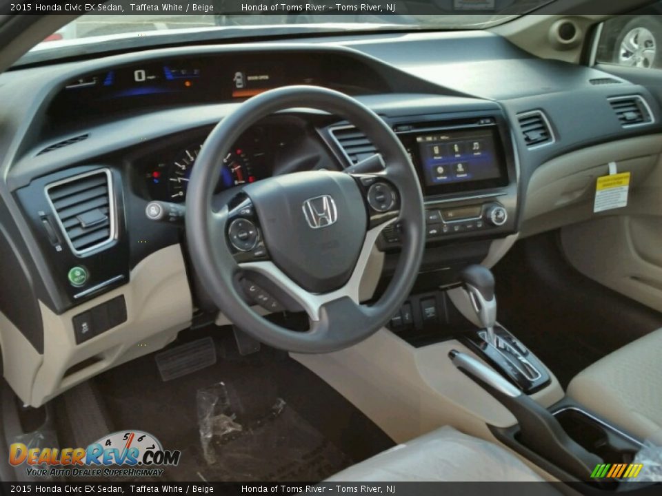 2015 Honda Civic EX Sedan Taffeta White / Beige Photo #3