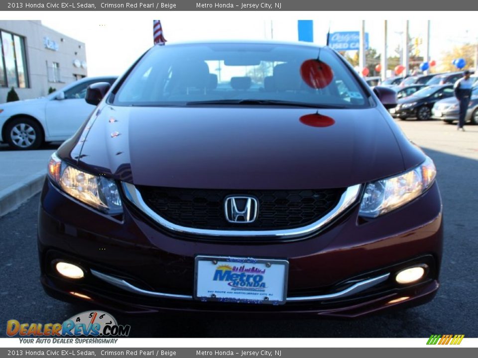 2013 Honda Civic EX-L Sedan Crimson Red Pearl / Beige Photo #2