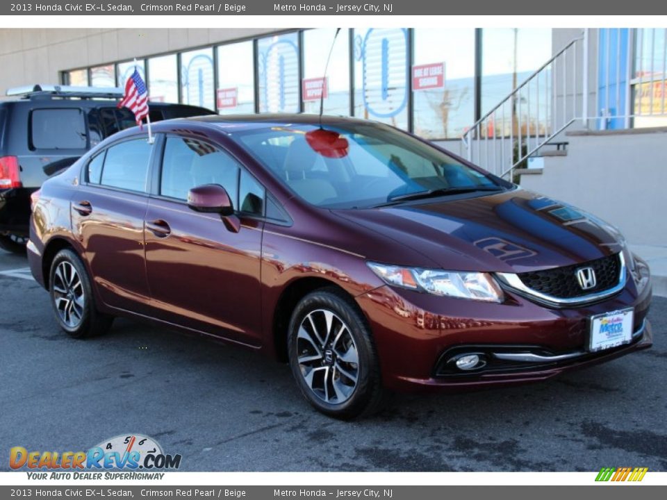 2013 Honda Civic EX-L Sedan Crimson Red Pearl / Beige Photo #3