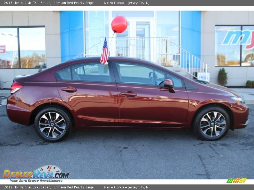 2013 Honda Civic EX-L Sedan Crimson Red Pearl / Beige Photo #4