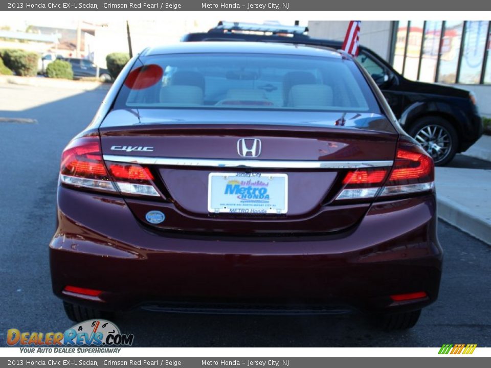 2013 Honda Civic EX-L Sedan Crimson Red Pearl / Beige Photo #6