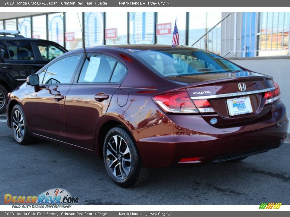 2013 Honda Civic EX-L Sedan Crimson Red Pearl / Beige Photo #7