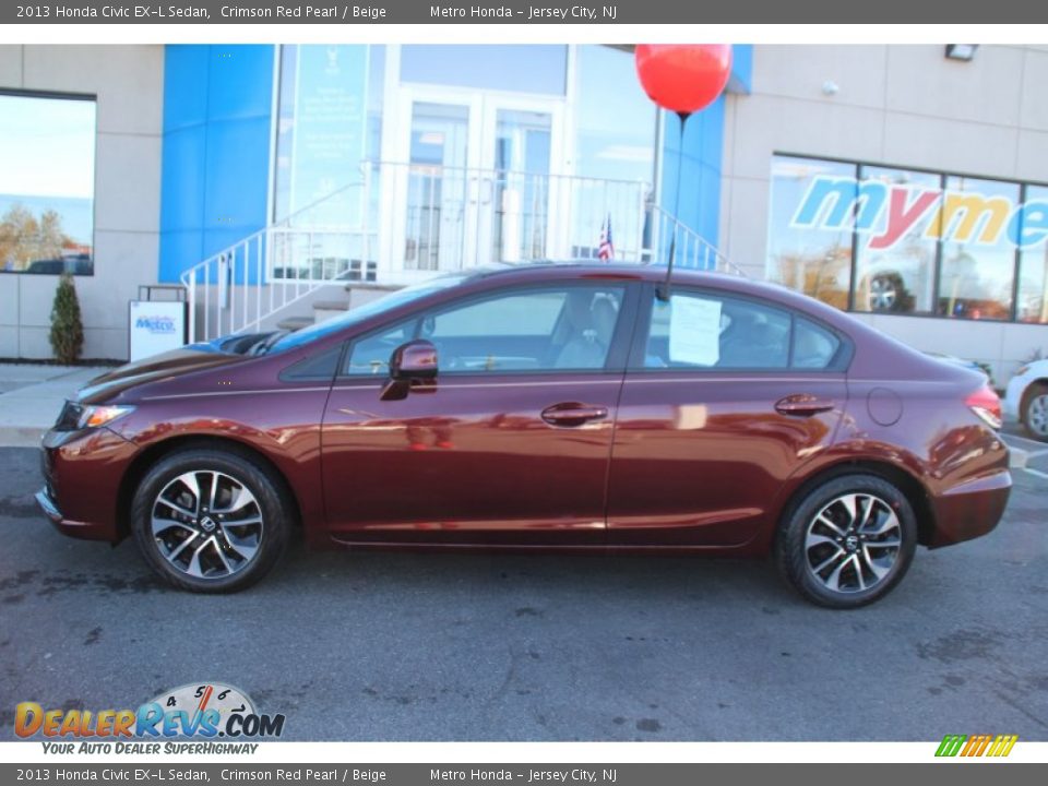 2013 Honda Civic EX-L Sedan Crimson Red Pearl / Beige Photo #8