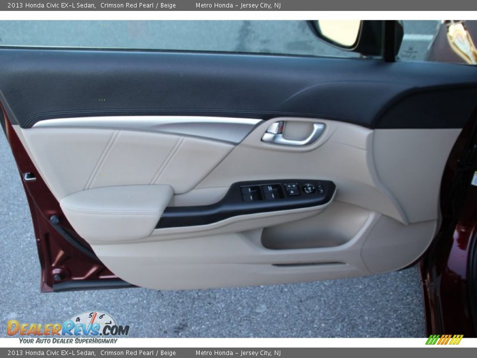 2013 Honda Civic EX-L Sedan Crimson Red Pearl / Beige Photo #9