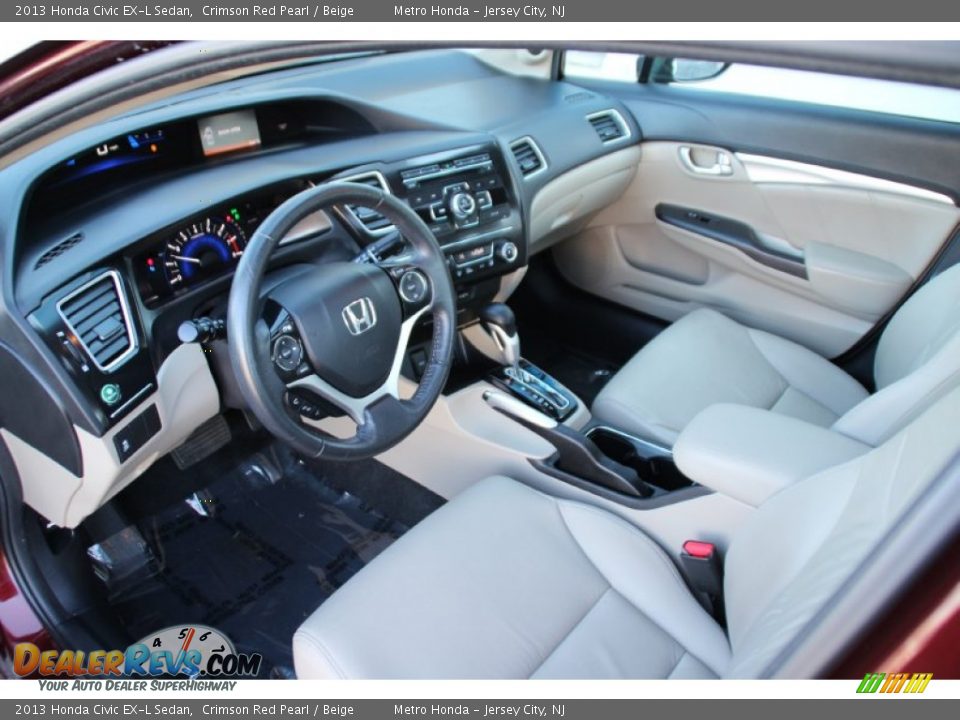 2013 Honda Civic EX-L Sedan Crimson Red Pearl / Beige Photo #11