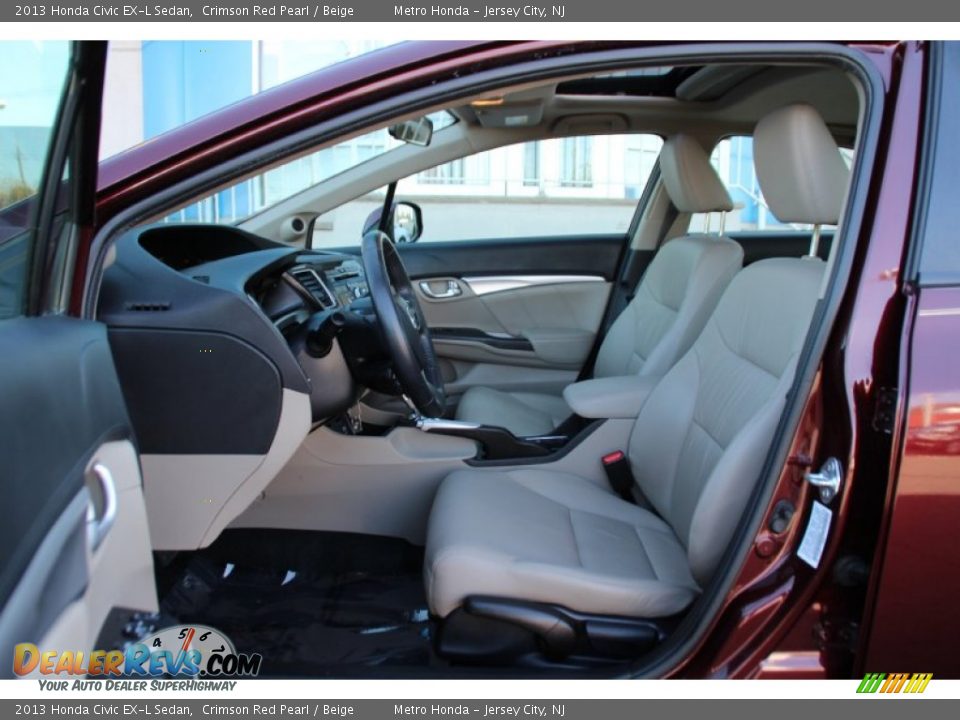 2013 Honda Civic EX-L Sedan Crimson Red Pearl / Beige Photo #12