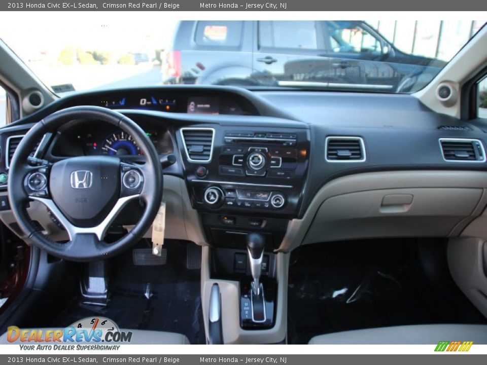 2013 Honda Civic EX-L Sedan Crimson Red Pearl / Beige Photo #14