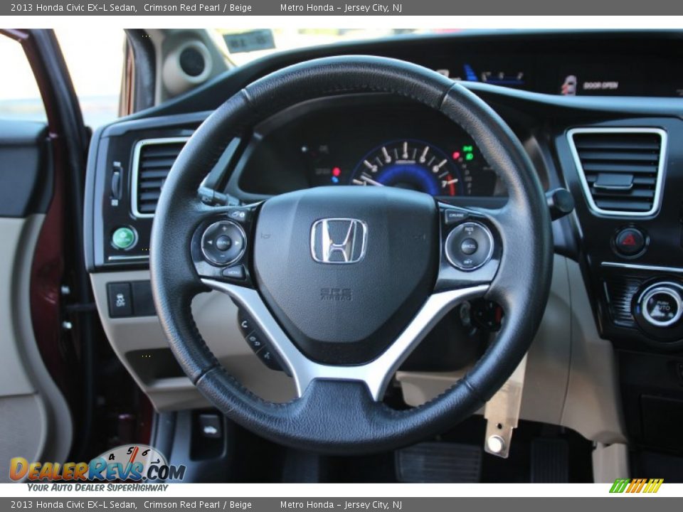 2013 Honda Civic EX-L Sedan Crimson Red Pearl / Beige Photo #17