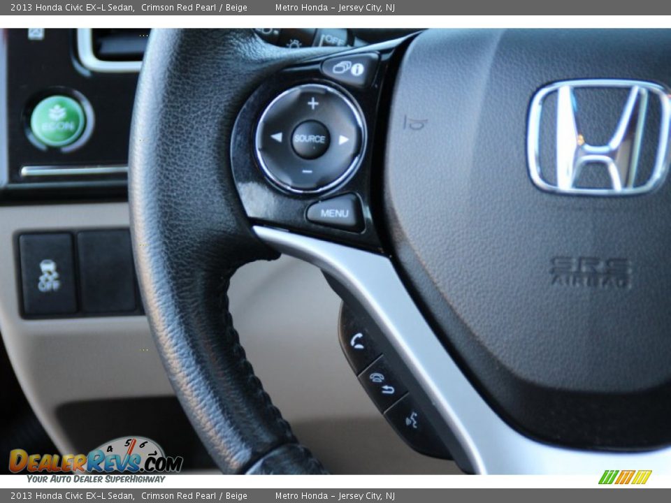 2013 Honda Civic EX-L Sedan Crimson Red Pearl / Beige Photo #18