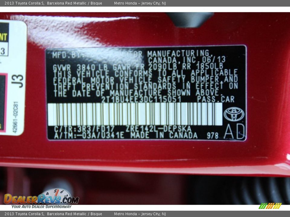 2013 Toyota Corolla S Barcelona Red Metallic / Bisque Photo #29