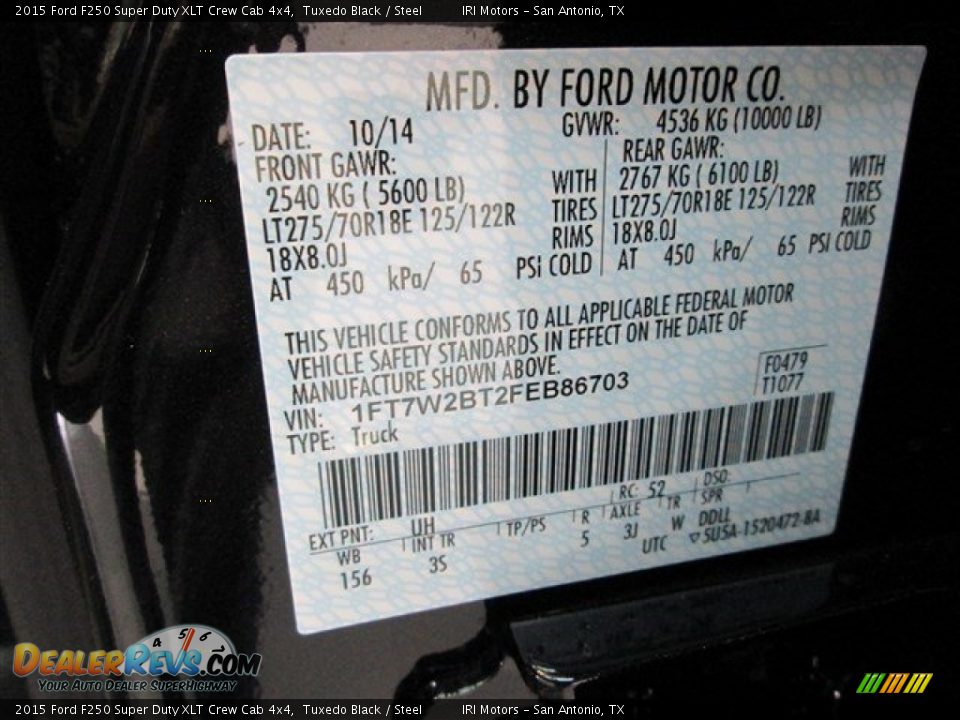 2015 Ford F250 Super Duty XLT Crew Cab 4x4 Tuxedo Black / Steel Photo #17