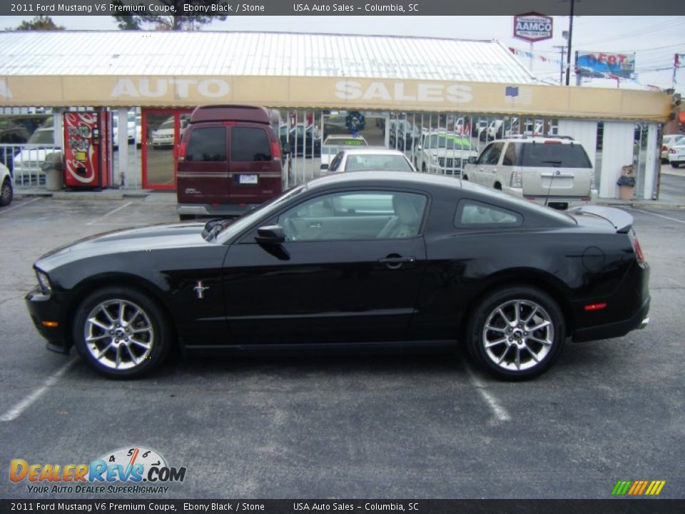 2011 Ford Mustang V6 Premium Coupe Ebony Black / Stone Photo #2