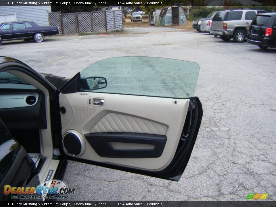 2011 Ford Mustang V6 Premium Coupe Ebony Black / Stone Photo #12