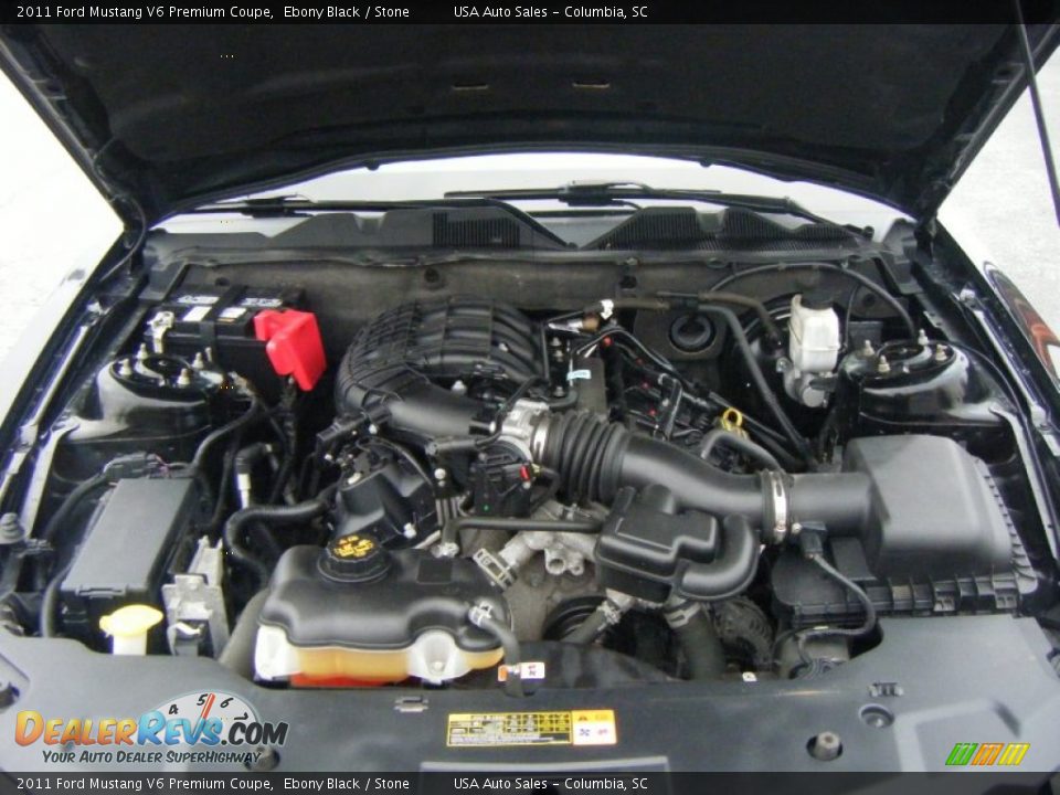 2011 Ford Mustang V6 Premium Coupe Ebony Black / Stone Photo #17