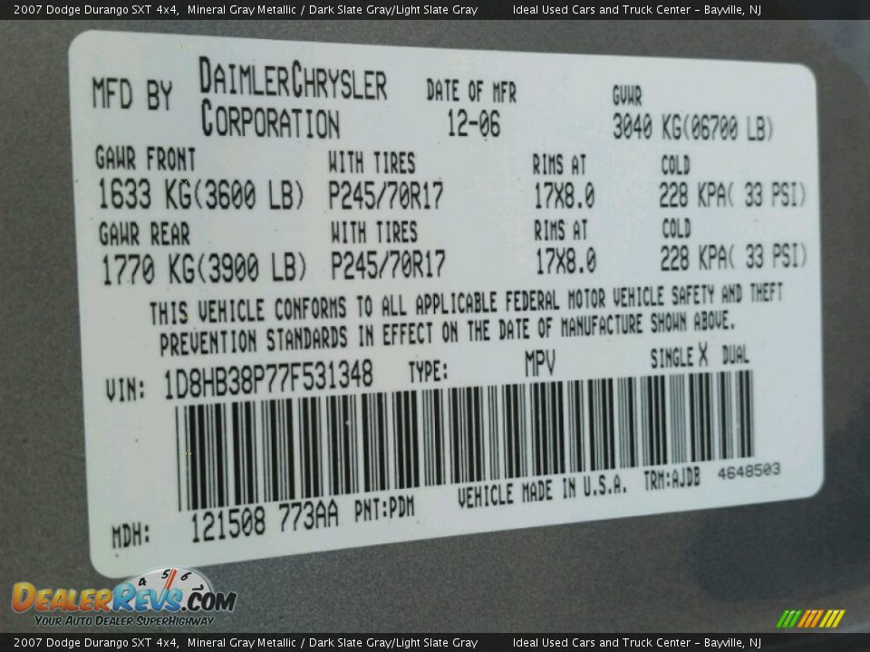 2007 Dodge Durango SXT 4x4 Mineral Gray Metallic / Dark Slate Gray/Light Slate Gray Photo #23