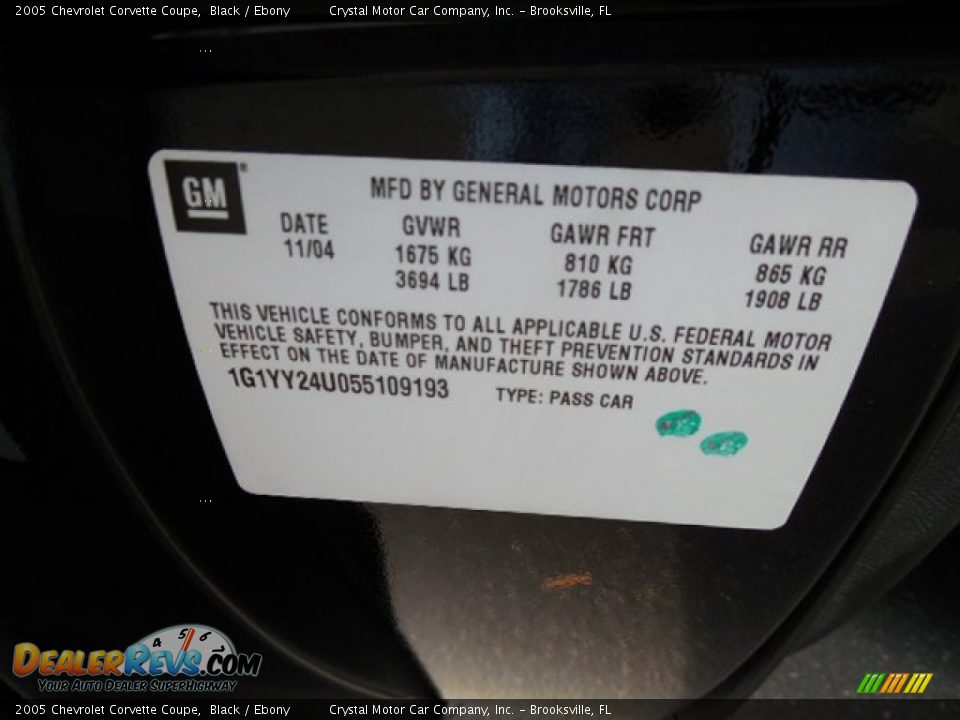 2005 Chevrolet Corvette Coupe Black / Ebony Photo #21