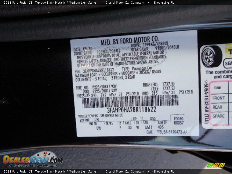 2011 Ford Fusion SE Tuxedo Black Metallic / Medium Light Stone Photo #23